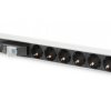 Listwa zasilająca PDU 19 Rack 6x schuko 2m 1x wtyk unischuko 16A wyłącznik nadprądowy DN-95417