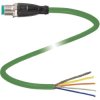 Patch cable, PROFINET, M12-plug, straight to open end, Cat 5/Cat 5e, PUR, 10 m, green, 70137367