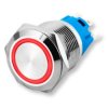Self Reset Ring 16mm metal 12V-24V red LED backlit switch