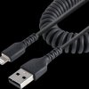 RUSB2ALT1MBC Sync & charging cable, USB-A > Lightning, 1 m, spiral cable, bla