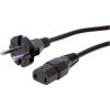 Power cord, Europe, plug type C, straight on C17 socket, straight, H05VV-F2x1.0 mm², black, 2.5 m, XVIIG-H05VVF2X100-C17/2,50M S