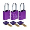 Kłódka bezpieczeństwa LOTO SafeKey, aluminiowa, szekla 38 mm, fioletowa (3...