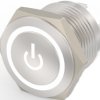 Vandal-proof pushbutton, 1 pole, silver, illuminated  (white), 0.4 A/36 V, mounting Ø 16 mm, IP67, 2213775-1