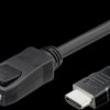 Adapter cable, 2 m, black, DisplayPort 1.1 plug, straight to HDMI 19 pole plug, straight, ICOC-DSP-H-020