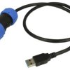 Wtyk z przewodem; USB 3.0; SY2510/PUSB3.0-06M; wtyk USB z przewodem 0,6m; proste; czarny; skręcane; IP67; plastik; Weipu; RoHS