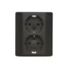 Simon 54 Gniazdo podwójne Schuko podtynkowe z przesłonami torów prąd. wer. skand. 16A 250V zaciski śrubowe czarny mat EGSZ2PZ/49