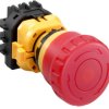 Emergency stop, turn/pull release, mounting Ø  22 mm, illuminated, 250 V, 1 Form A (N/O) + 3 Form B (N/C), XW1E-LV413Q4MFR