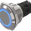 Podświetlany łącznik przyciskowy Chwilowy SPDT średnica wycięcia 22.3mm, montaż panelowy EAO