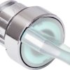 Toggle switch, illuminable, groping, waistband round, white, front ring silver, 2 x 90°, mounting Ø 22 mm, ZB4BK1413