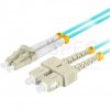 Patchcord światłowodowy MM LC/UPC-SC/UPC duplex 3mm OM3 bezhalogenowy LSOH aqua 1m LANBERG