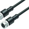 Sensor actuator cable, M12-cable plug, straight to M12-cable socket, straight, 5 pole, 1 m, PUR, black, 4 A, 77 3430 3429 50005