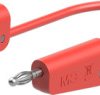 Measuring lead with (4 mm lamella plug, straight) to (4 mm lamella plug, straight), 750 mm, red, PVC, 1.0 mm², 64.1030-07522
