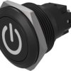 Vandal-proof pushbutton, black, unlit , mounting Ø 22 mm, IP65/IP67, 82-6951.1000.B002