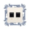 Gniazdo komputerowe RJ45 kat. 6 + telefoniczne RJ12 kremowe