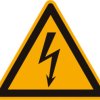 Warning sign, symbol: lightning, Ø 50 mm, plastic, 080.70-9-50-D/10