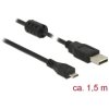 Delock 84902 USB 2.0 Type-A to Micro-B Cable 1.5m Black with Ferrite Core