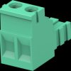 Pin header, 2 pole, pitch 5 mm, angled, green, 282805-2