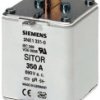 Bezpiecznik z wyśrodkowanym wyprowadzeniem 350A 690V ac NH2 gR - gS Siemens