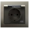KIER Gniazdo bryzgoszczelne z/u Schuko IP44 klapka przezroczysta satyna light GPH-1WS/45/d