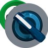 Toggle switch, 2 positions, illuminable, latching, waistband round, blue, front ring gray, 90°, mounting Ø 30.5 mm, ZB5FK1263C0
