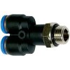 Y push-in fitting, L 45 mm, 10 bar, plastic/brass, nickel-plated, for hose, 109591