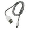 Kabel USB A - micro-USB B, 1m, biały oplot, tylko do ładowania
