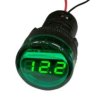 Woltomierz panelowy LED 5V-30V, zielony, okrągły fi-28mm