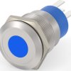 Vandal-proof pushbutton switch, 1 pole, silver, illuminated  (blue), 5 A/250 V, mounting Ø 19.18 mm, IP67, 3-2213765-7