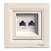 ASFORA Gniazdo komputerowe podwójne 2xRJ45 kat.6 krem z ramką EPH4800123 SCHNEIDER ELECTRIC