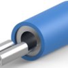 Insulated flat plug sleeve, 2.79 x 0.51 mm, 1.5 to 2.5 mm², AWG 15.5 to 13.5, brass, tin-plated, blue, 165616-2