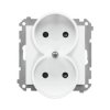 Simon 55 Gniazdo wtyczkowe podwójne bez uziemienia z przesłonami (moduł) 16 A, 250 V~, szybkozłącza Biały mat TG2MCZ.01/111