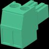 Socket header, 2 pole, pitch 3.81 mm, angled, green, 284507-2