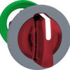 Toggle switch, 3 positions, illuminable, latching, waistband round, red, front ring gray, 45°, mounting Ø 30.5 mm, ZB5FK1343C0