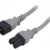 SN28-3/14/1.0GY Kabel: 3x14AWG, IEC C14 męski,IEC C15 żeński, 1m, 15A
