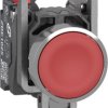 Pushbutton, unlabeled, unlit, groping, 1 Form B (N/C), waistband round, red, front ring metal, mounting Ø 22.5 mm, XB4BA425