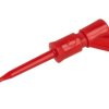 Chwytak pomiarowy; KLEPS2-BU 973 501 101; haczykowy; 3,5mm; czerwony; 66mm; wtykany (gniazdo bananowe 2mm); 6A; 60V; mosiądz zło