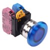 YW4L-M4E11Q0S Blue 22mm Metal Bezel Mushroom Momentary Push Button Switch 1NO-1NC IP65 IDEC
