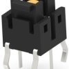 Short-stroke pushbutton, Form A (N/O), 50 mA/12 VDC, illuminated, orange, actuator (brown, L 2.2 mm), 0.98 N, THT, 1-2213818-3