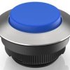 Pushbutton, illuminable, groping, waistband round, blue, front ring stainless steel, mounting Ø 30.3 mm, 1.30.290.221/2600