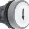 Pushbutton, labeled arrow, unlit, groping, waistband round, white, front ring light gray, mounting Ø 22 mm, ZB5AA334C0