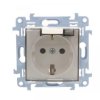 Simon 10 Gniazdo pojedyncze SCHUKO z uszczelką z przesłonami klapką trans. białe 16A 250V IP44 CGSZ1BZ.01/11A