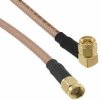 Coaxial cable, SMA plug (angled) to SMA plug (straight), 50 Ω, RG-142, grommet black, 153 mm, 135103-07-06.00