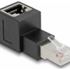 Adapter Delock wtyczka RJ45 do gniazda RJ45 Cat.6A 90° kątowy do góry