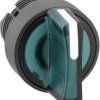 Toggle switch, illuminable, latching, waistband round, green, front ring black, 3 x 45°, mounting Ø 22 mm, ZB5AK1333