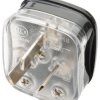 Mains plug angled, China, 10 A/250 V, transparent/black