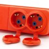Listwa, gniazdo gumowe (TPE) podwójne schuko IP44 2*16A 2P+Z, kolor pomarańczowy, TRGP-2SCH