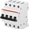 Wyłącznik nadprądowy MCB, Typ C, 4-biegunowy, 40A, 440V, na szynę DIN, ABB S204-C40, S200