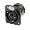 XLR panel socket, 3 pole, gold-plated, zinc die casting, NC3FDM3-V-B