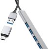 Hub USB Hama, 4 porty, USB 3.2 Gen1, 5 Gbit/s, bardzo cienki, z adapterem USB-C
