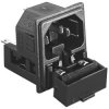 Combination element plug C14, 3 pole, panel mounting, solder connection, black, PF0033/30/28
